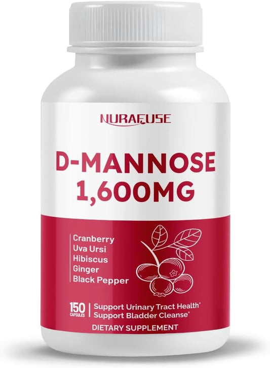 NURAFUSE D-Mannose with Cranberry and Herbal Blend - Supports Urinary Tract Health and Bladder Cleanse - USA Made and Tested