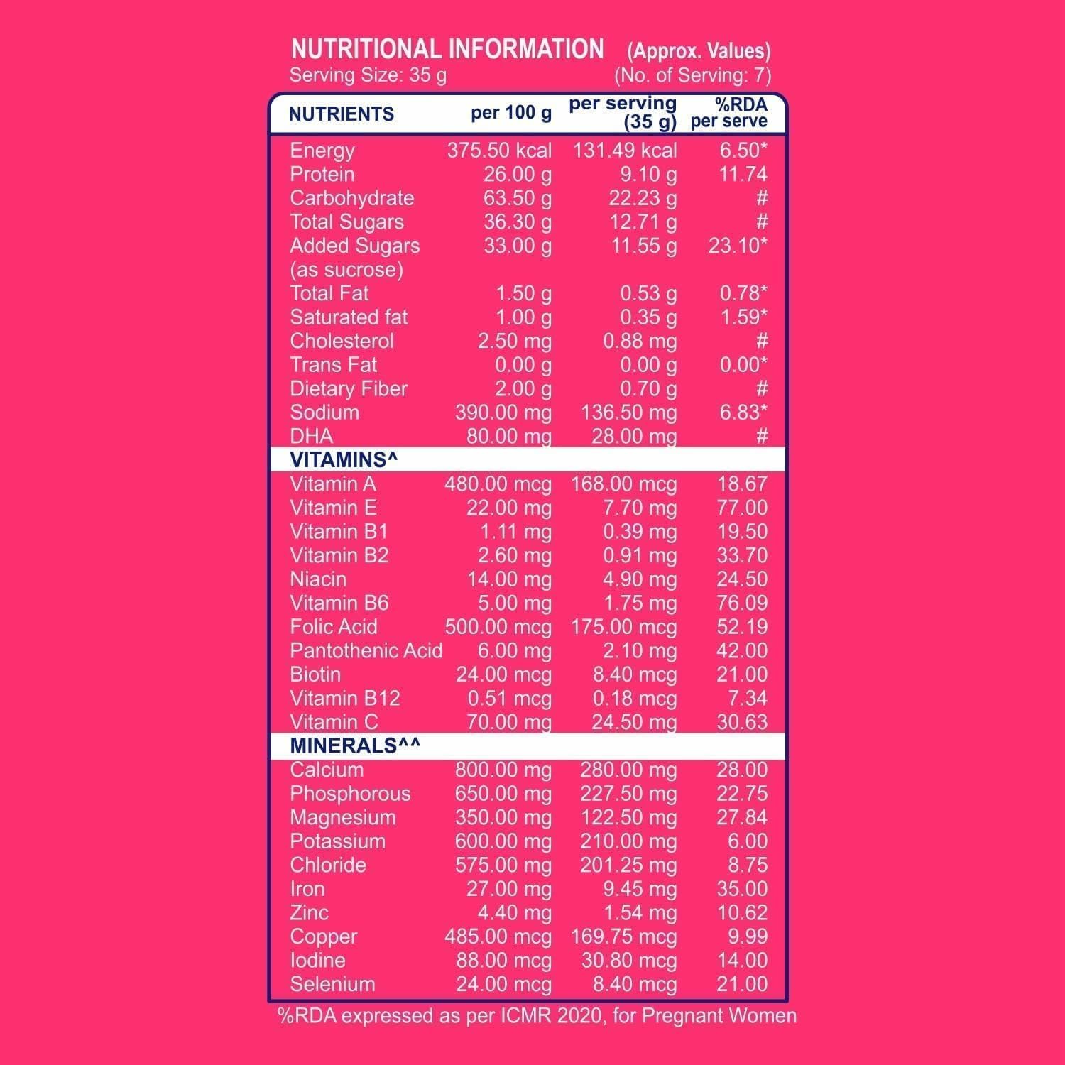 Nutiactiv Mom Protein Powder for Women - Enriched with Vitamin E, C, DHA | Boosts Metabolism & Immune System | Pregnancy Supplement 250g, Vanilla