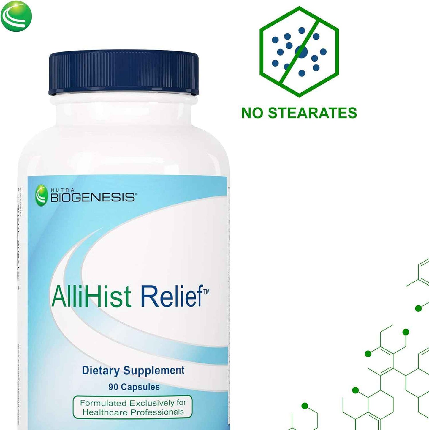 Nutra BioGenesis AlliHist Relief - Organic Nettle, Quercetin and Feverfew for Nasal, Sinus & Lung support - 90 Capsules