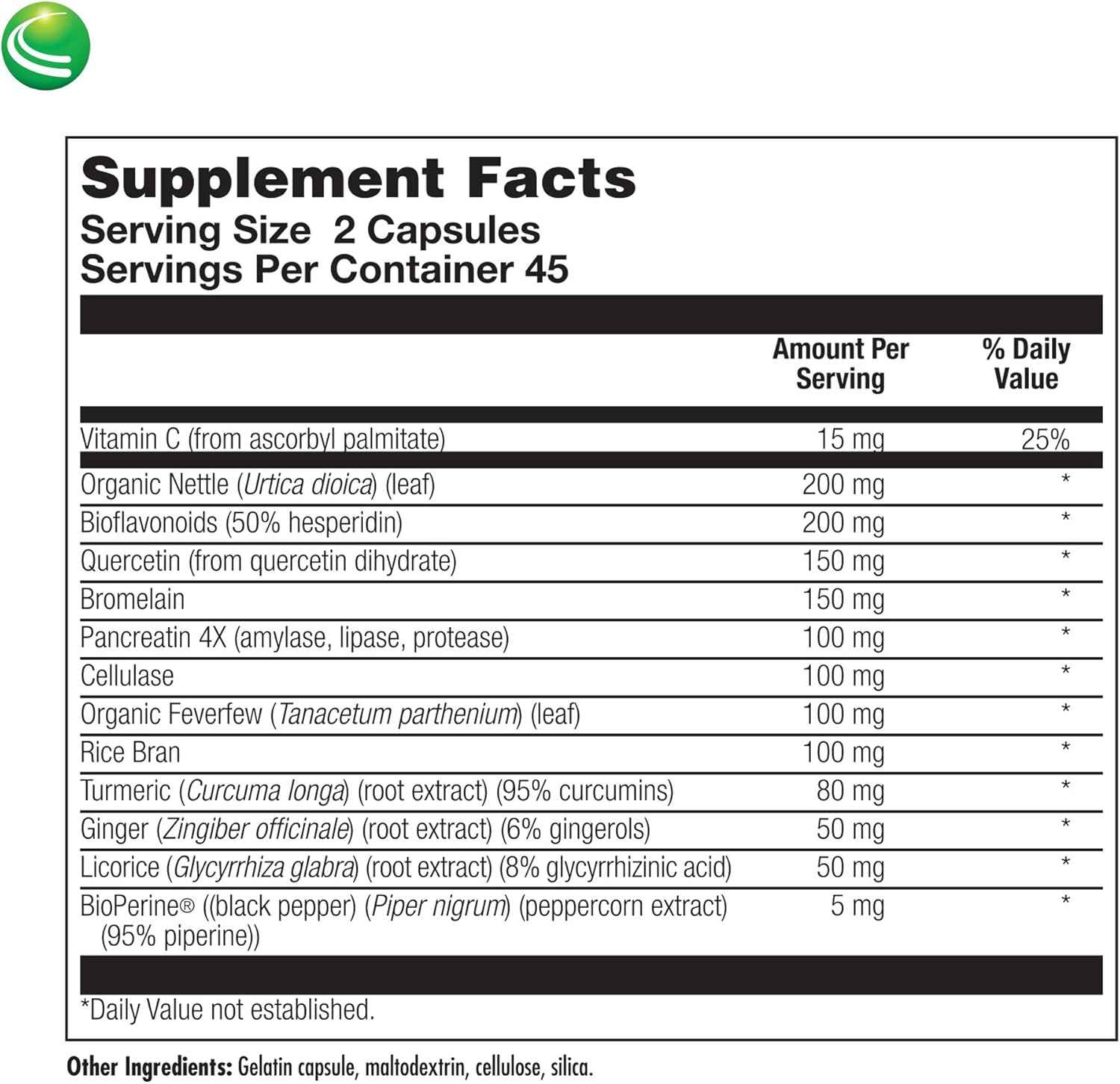 Nutra BioGenesis AlliHist Relief - Organic Nettle, Quercetin and Feverfew for Nasal, Sinus & Lung support - 90 Capsules