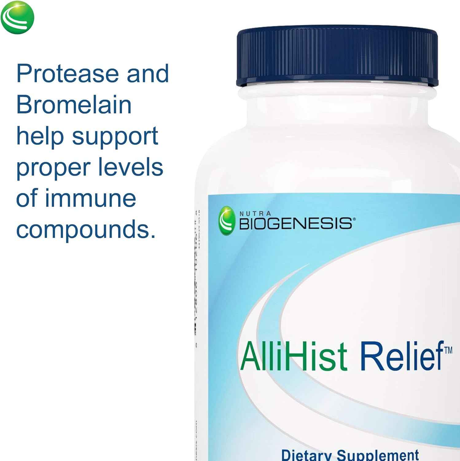 Nutra BioGenesis AlliHist Relief - Organic Nettle, Quercetin and Feverfew for Nasal, Sinus & Lung support - 90 Capsules