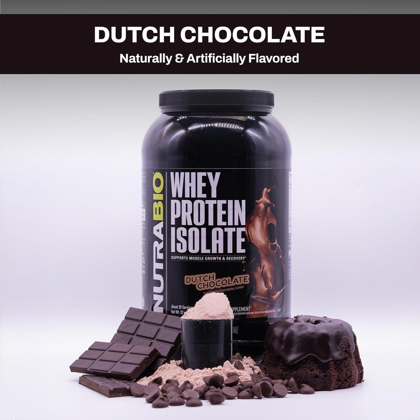 NutraBio Creatine Monohydrate 300g and Whey Protein Isolate Dutch Chocolate Bundle for Muscle Energy, Growth, Recovery, and Strength