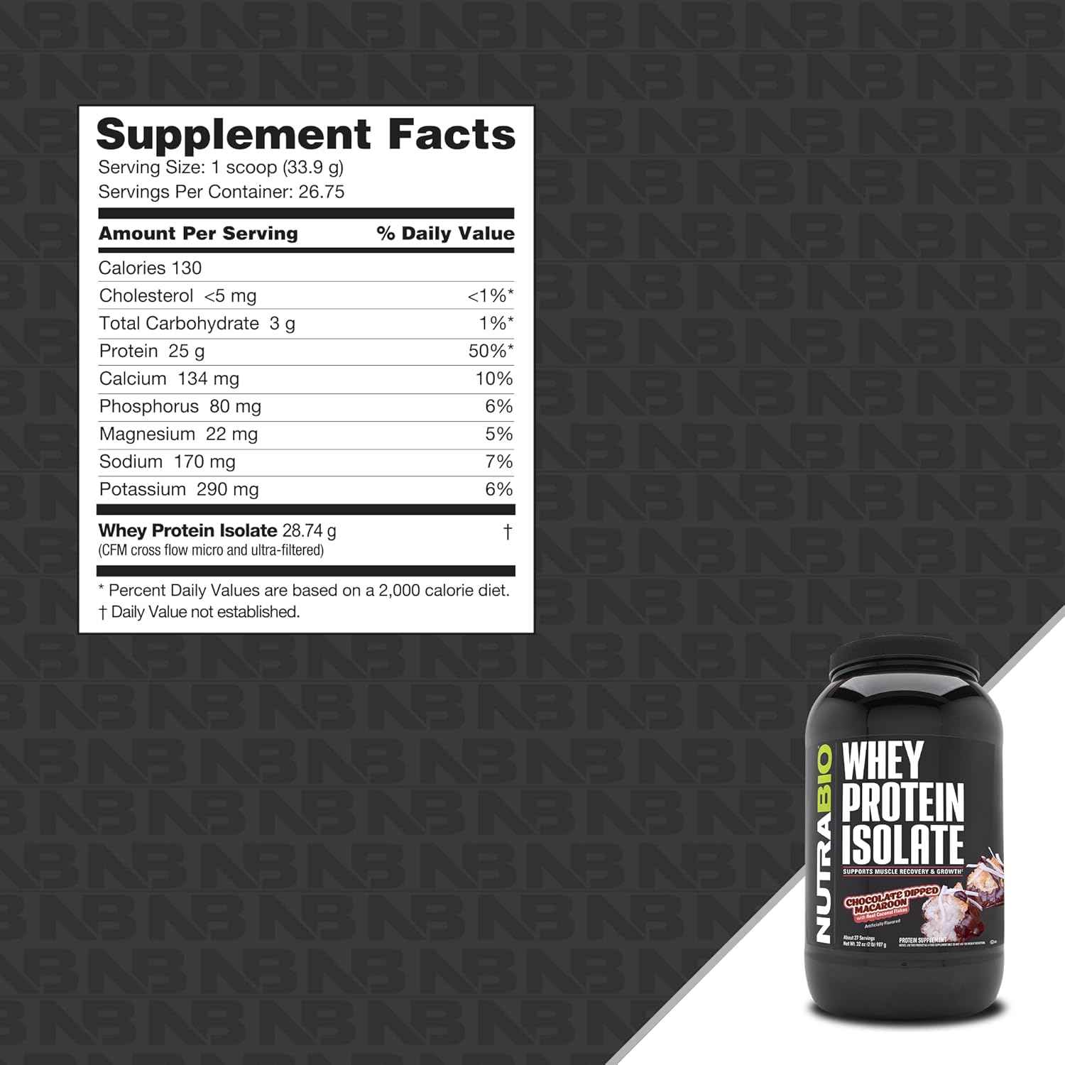 NutraBio Creatine Monohydrate, Unflavored, 150g and Whey Protein Isolate, Chocolate Dipped Macaroon, Supplement Bundle - Muscle Energy, Lean Muscle Growth, Recovery, and Strength