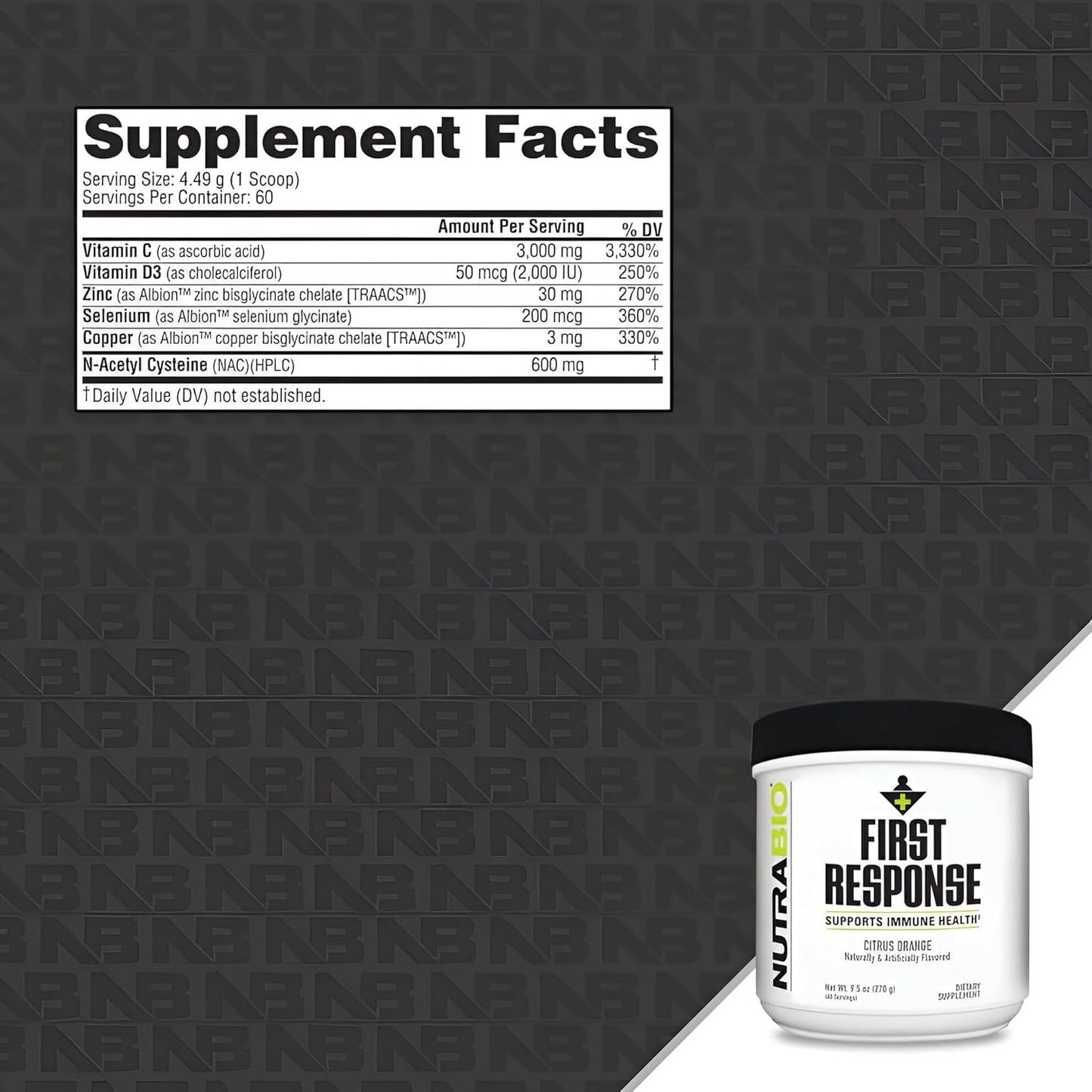 NutraBio First Response Immune System Support Vitamin Supplement, 270g - Promotes Everyday Health and Wellness