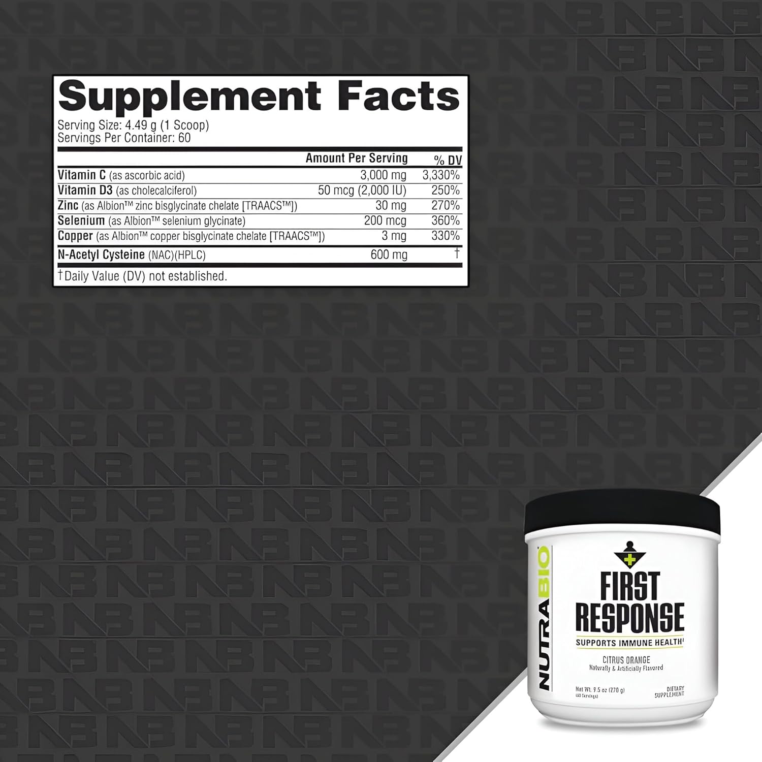 NutraBio First Response Immune System Support Vitamin Supplement, 270g - Promotes Everyday Health and Wellness