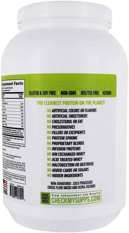 NutraBio Grass Fed Whey Isolate Protein Powder - 25G of Protein Per Scoop - Sugar Free Natural Lean Muscle Protein Supplement - Vanilla - 2 Pounds, 29 Servings