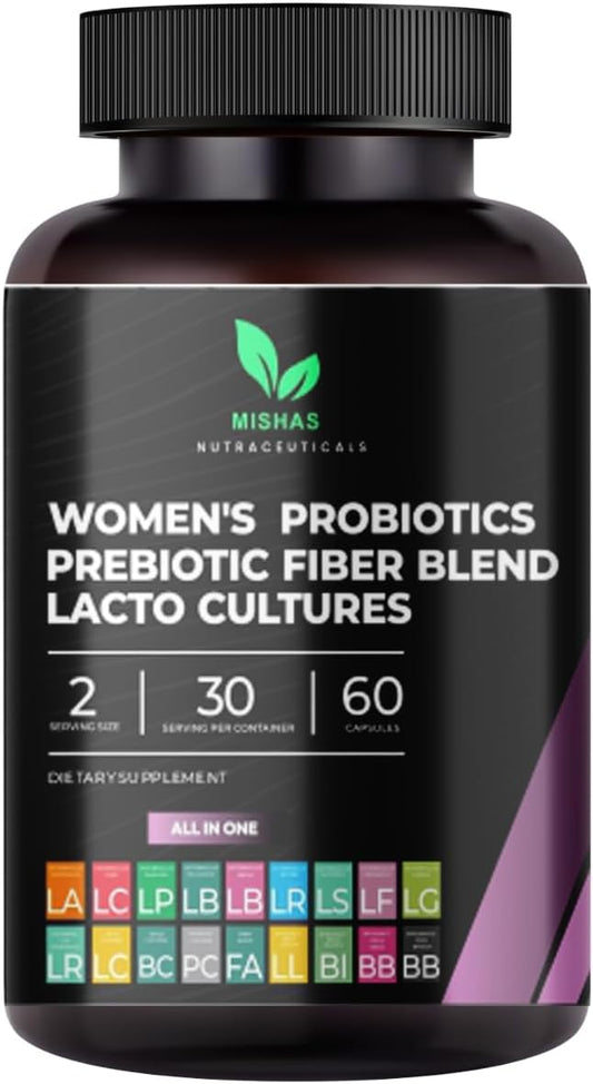 Nutraceuticals Women's Probiotic Supplement - 50 Billion CFU, 16 Strains, Prebiotic - Supports Vaginal, Gut Health, Immune System - 60 Capsules