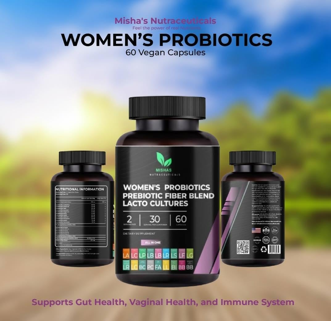 Nutraceuticals Women's Probiotic Supplement - 50 Billion CFU, 16 Strains, Prebiotic - Supports Vaginal, Gut Health, Immune System - 60 Capsules