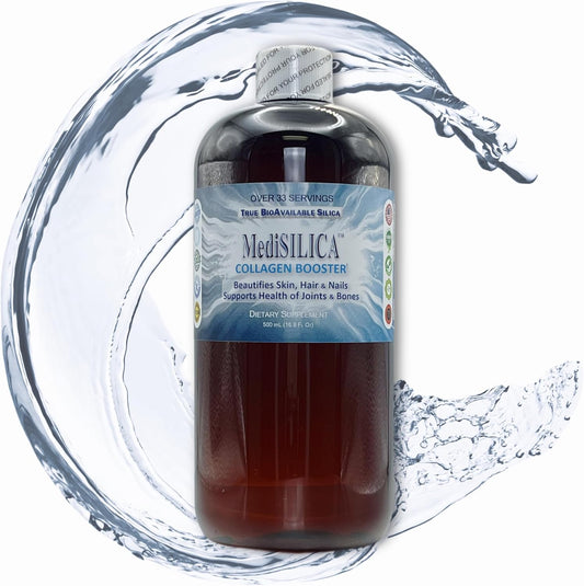 Nutraneering MediSILICA Water-Soluble Silica Collagen Booster Supplement - 500 mL in Amber BPA-Free Bottle