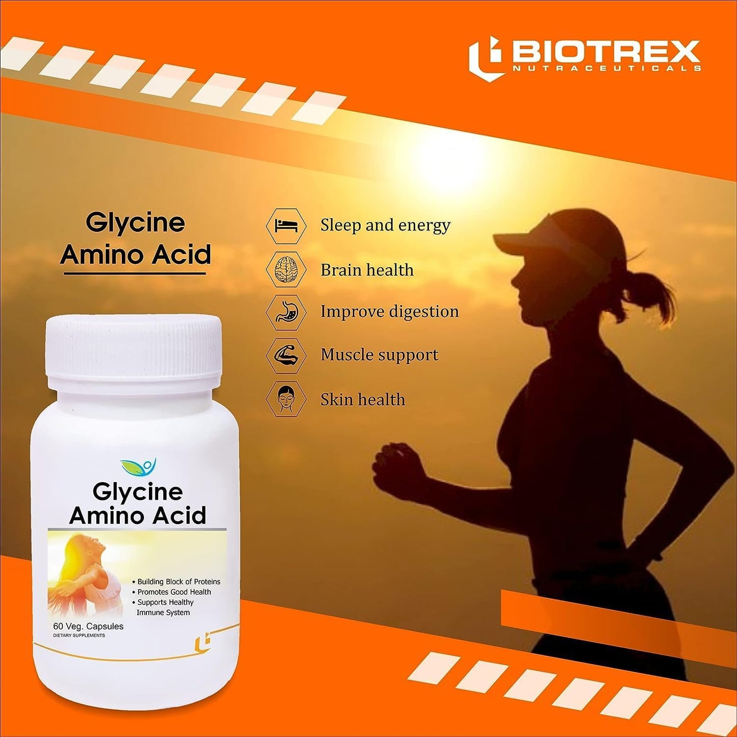 Nutranix TNA Glycine Amino Acid Capsules - 60 Count Vegan Supplement