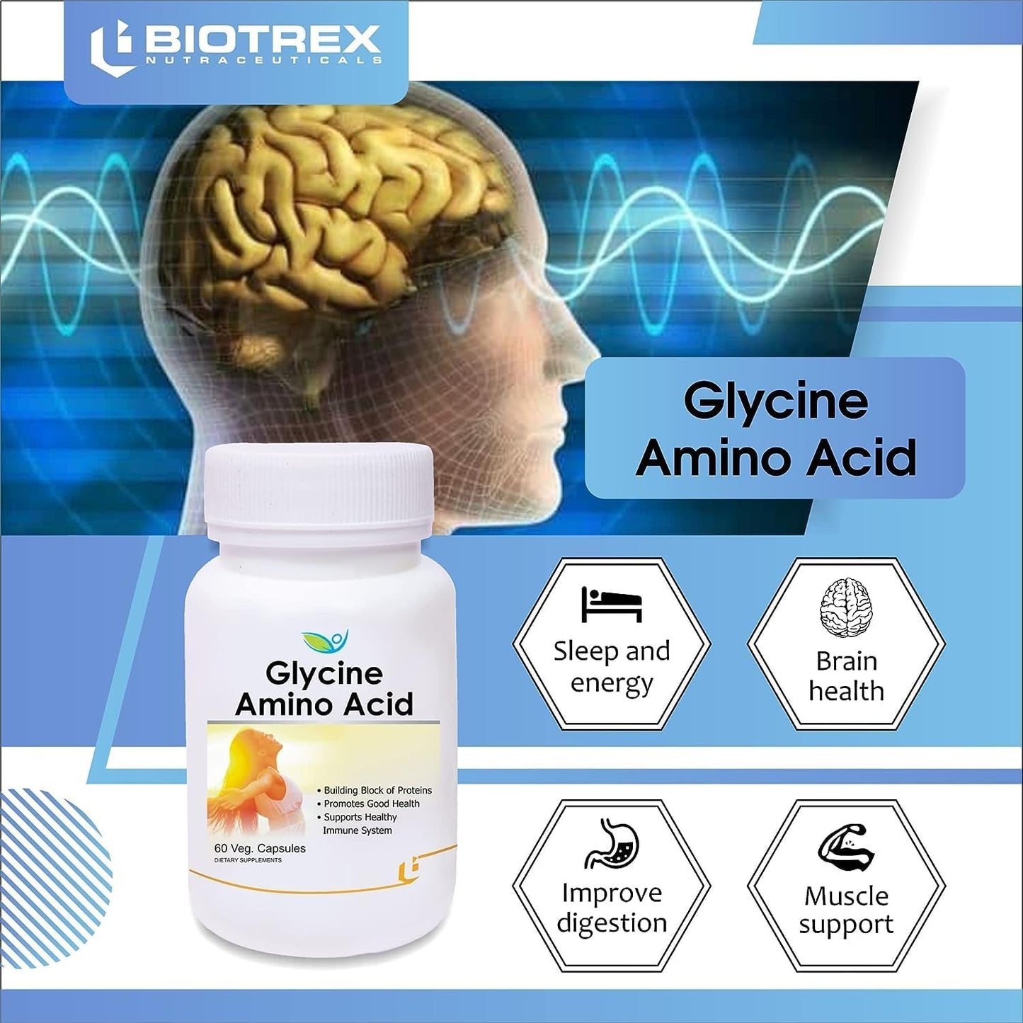 Nutranix TNA Glycine Amino Acid Capsules - 60 Count Vegan Supplement