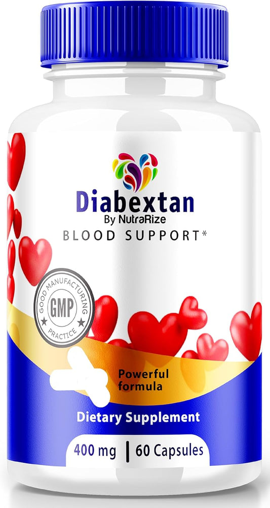 NutraRize Diabextan Supplement - Natural Formula for Healthy Blood Sugar Levels and Vascular Support, Vitamin Capsules for Wellness (60 Capsules)