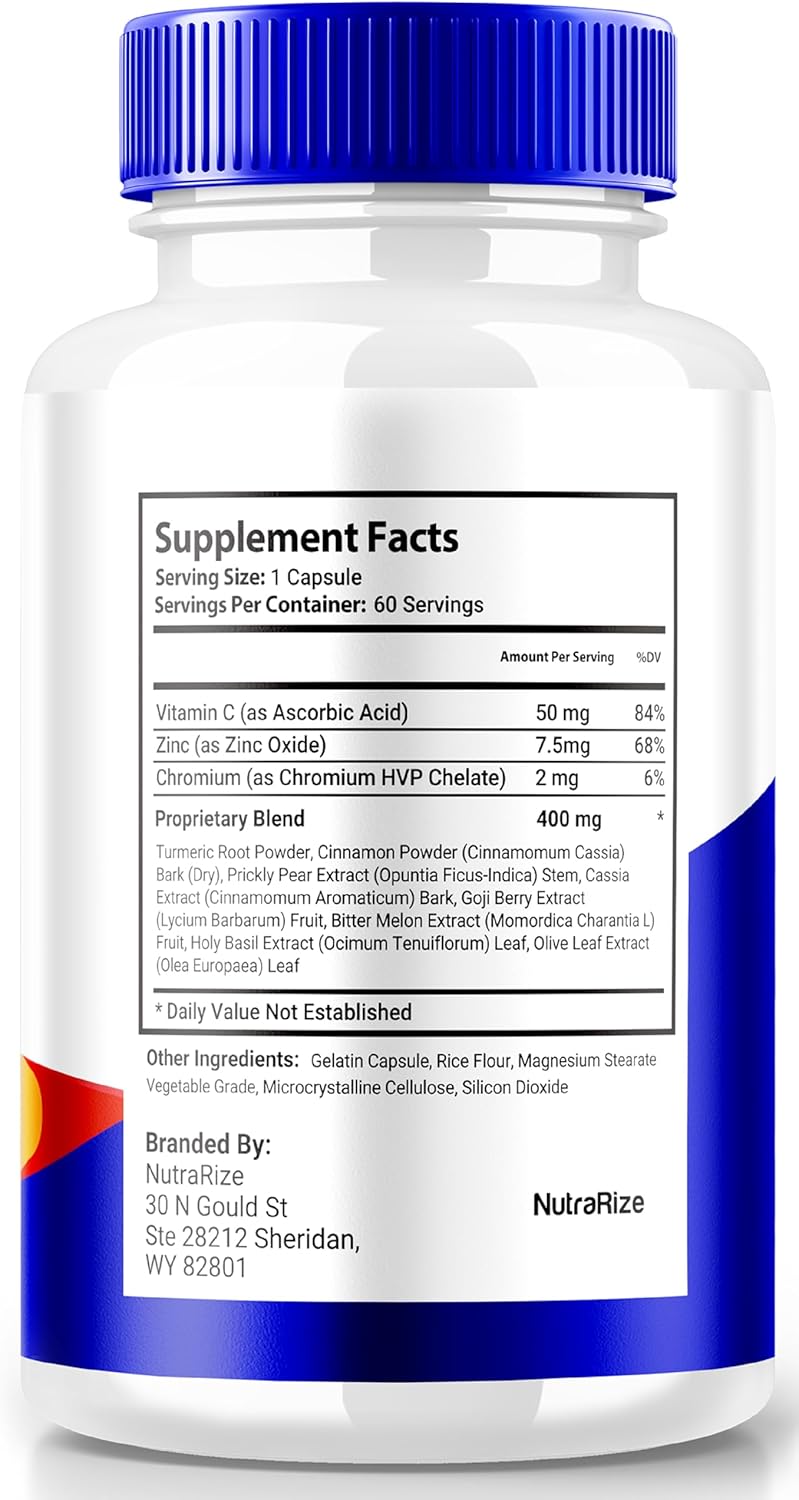 NutraRize Diabextan Supplement - Natural Formula for Healthy Blood Sugar Levels and Vascular Support, Vitamin Capsules for Wellness (60 Capsules)