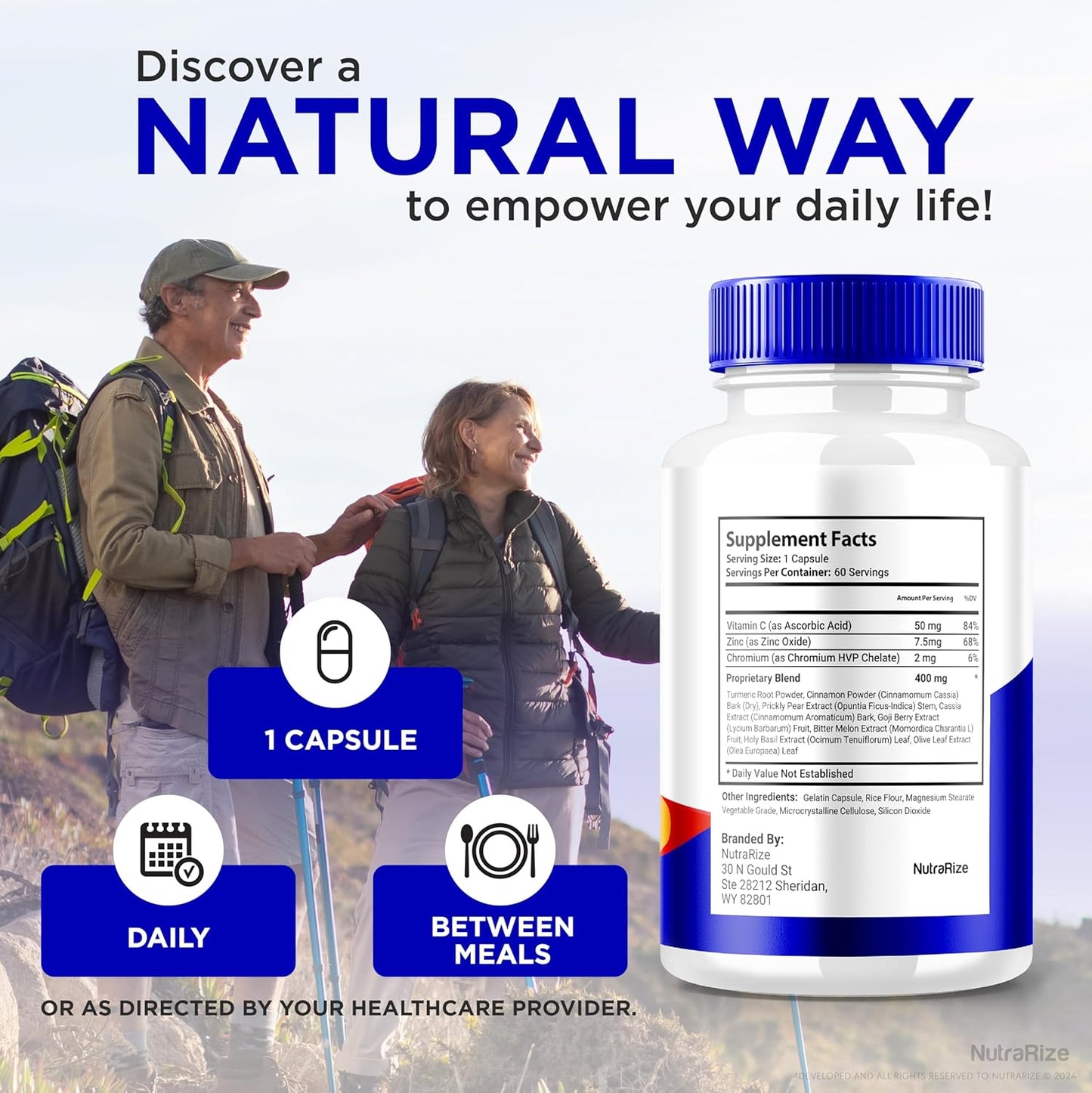 NutraRize Diabextan Supplement - Natural Formula for Healthy Blood Sugar Levels and Vascular Support, Vitamin Capsules for Wellness (60 Capsules)