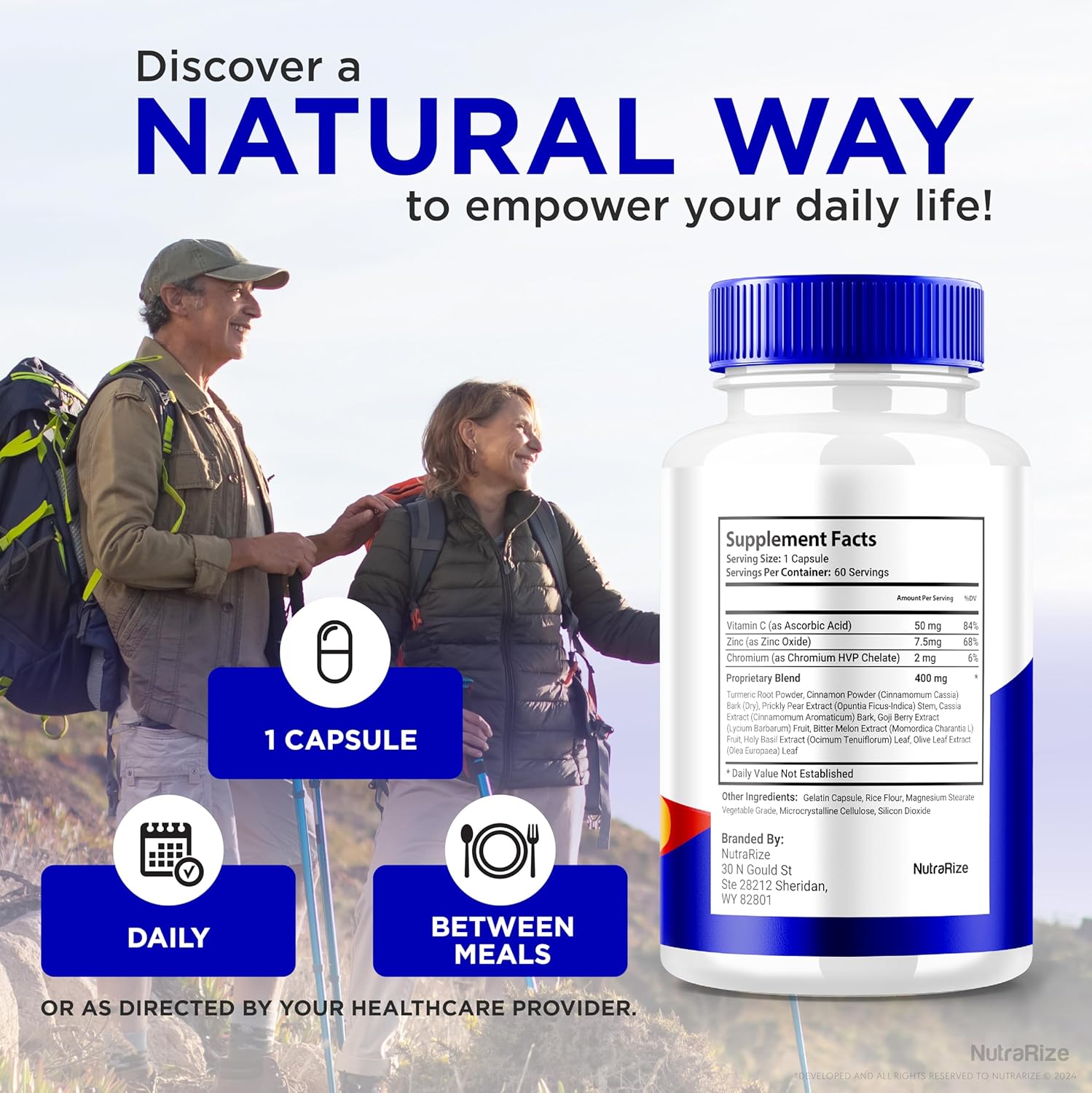 NutraRize Diabextan Supplement - Natural Formula for Healthy Blood Sugar Levels and Vascular Support, Vitamin Capsules for Wellness (60 Capsules)