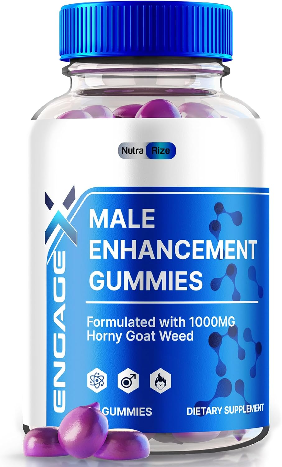 NutraRize EngageX Male Performance Support Gummies - Natural Supplement for Power and Energy - 60 Count