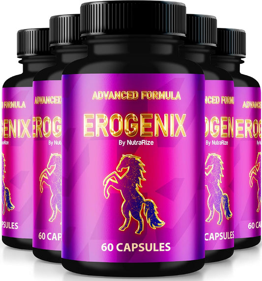 NutraRize Erogenix Capsules (5 Pack) - Natural Supplement for Maximum Performance and Long-Lasting Energy - 300 Capsules
