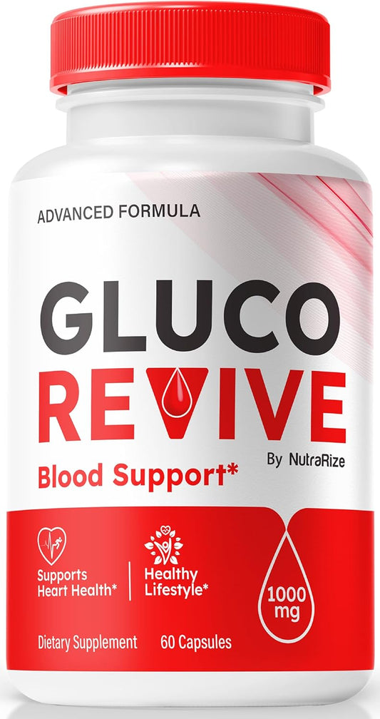 NutraRize Gluco Revive Capsules - Natural Support for Stable Glucose Levels, Circulation, and Overall Health - 60 Pills