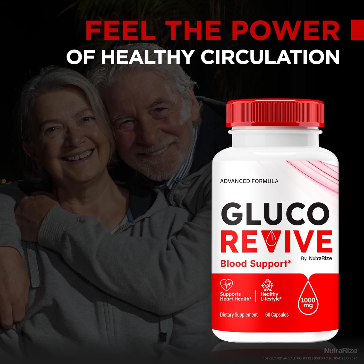 NutraRize Gluco Revive Capsules - Natural Support for Stable Glucose Levels, Circulation, and Overall Health - 60 Pills