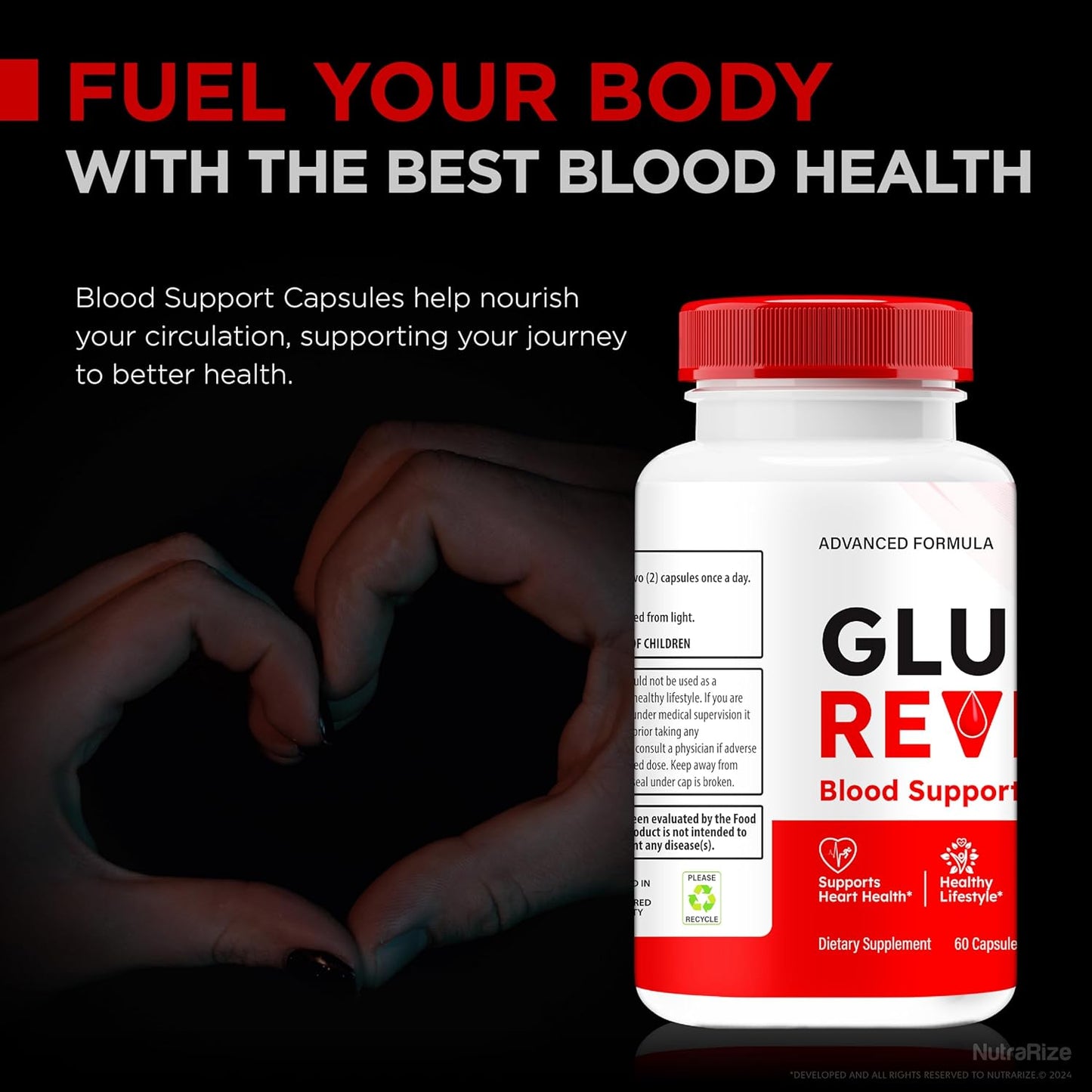 NutraRize Gluco Revive Capsules - Natural Support for Stable Glucose Levels, Circulation, and Overall Health - 60 Pills