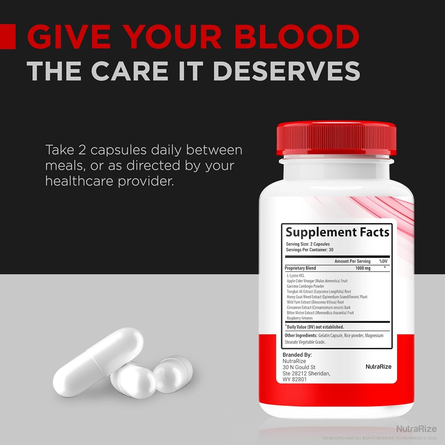 NutraRize Gluco Revive Capsules - Natural Support for Stable Glucose Levels, Circulation, and Overall Health - 60 Pills