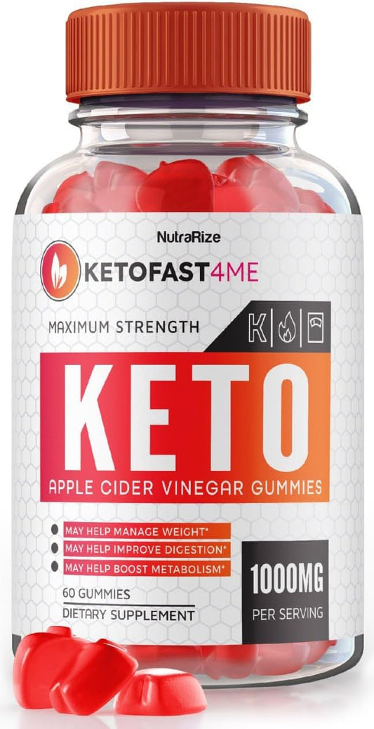 NutraRize KetoFast4ME Gomitas Gummy - Advanced  Slimming Formula  & Maximum Strength Supplement with Keto and ACV - 60 Gummies