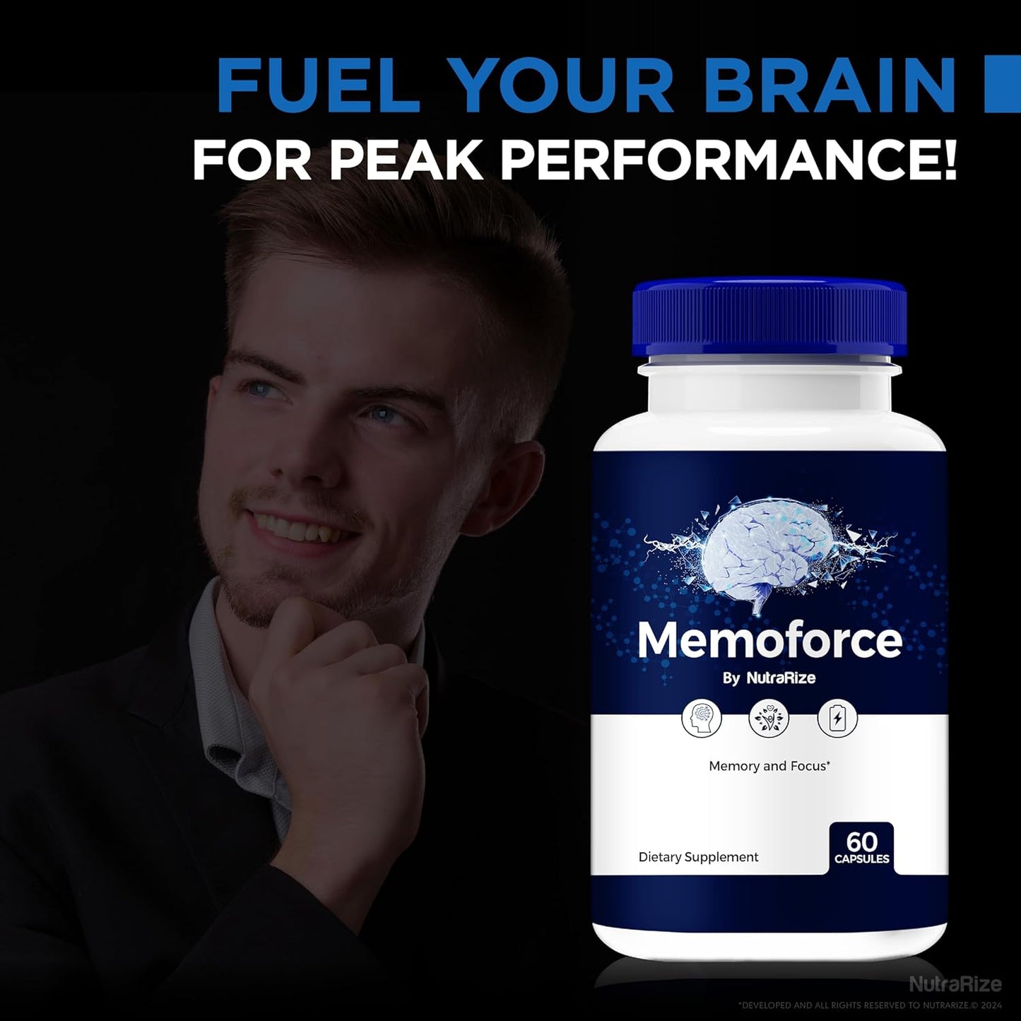NutraRize MemoForce Capsules - Enhance Memory, Focus, & Concentration for Cognitive Health - Official Reviews - 60 Pills