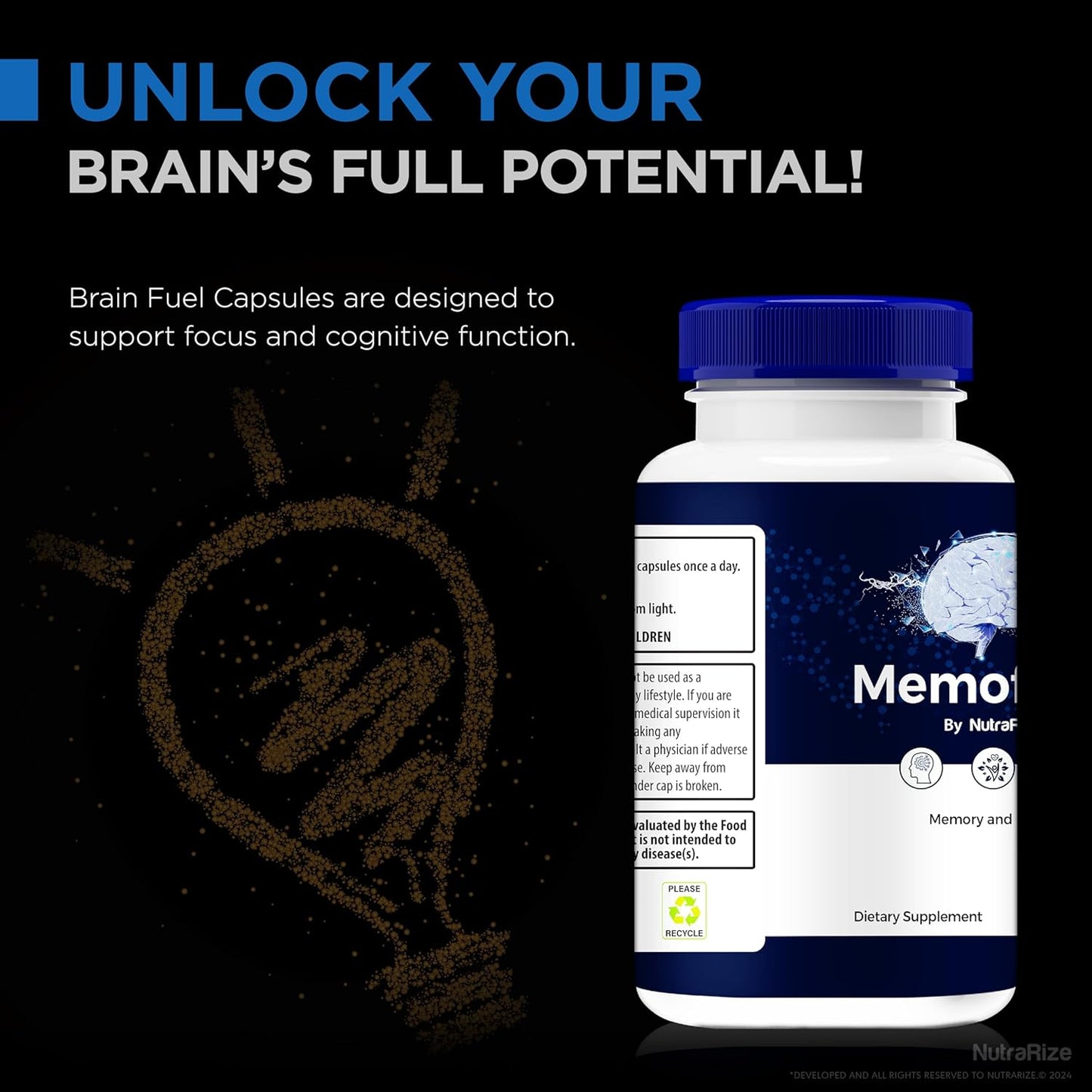NutraRize MemoForce Capsules - Enhance Memory, Focus, & Concentration for Cognitive Health - Official Reviews - 60 Pills