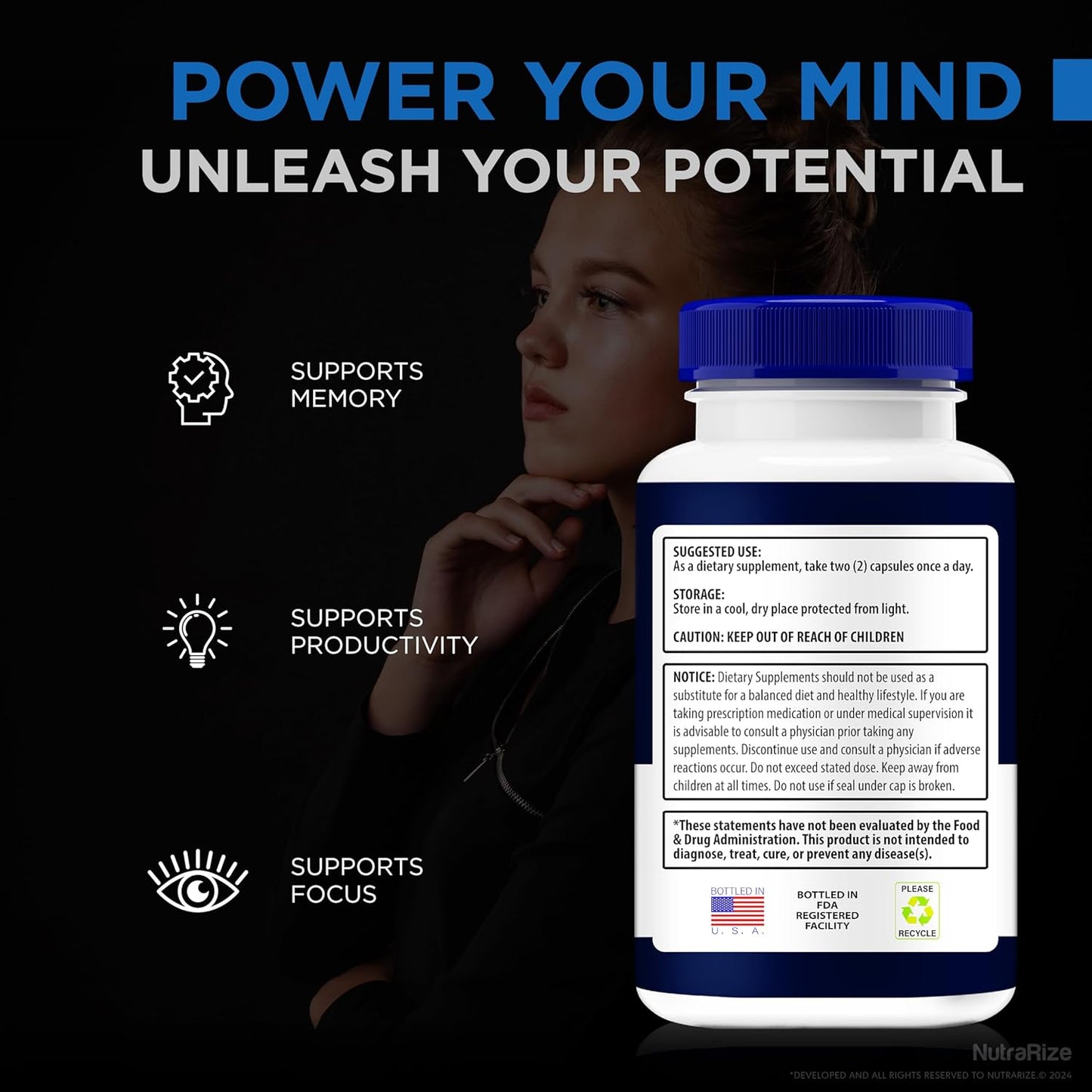 NutraRize MemoForce Capsules - Enhance Memory, Focus, & Concentration for Cognitive Health - Official Reviews - 60 Pills