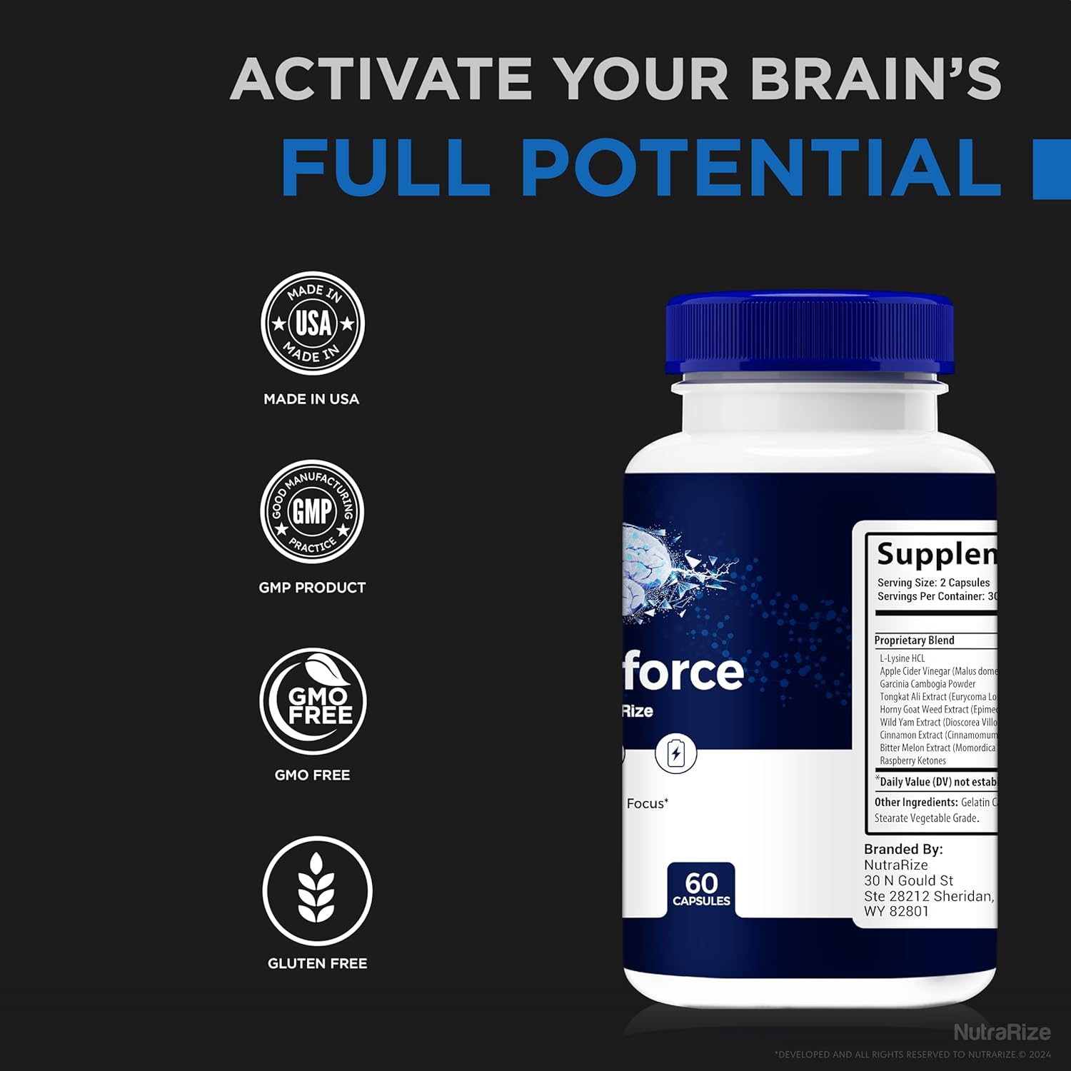 NutraRize MemoForce Capsules - Enhance Memory, Focus, & Concentration for Cognitive Health - Official Reviews - 60 Pills