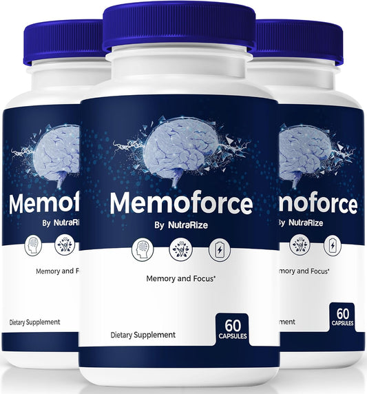 NutraRize MemoForce Capsules (3 Pack, 180 Capsules) - Enhance Memory, Focus & Concentration for Cognitive Health - Official Reviews