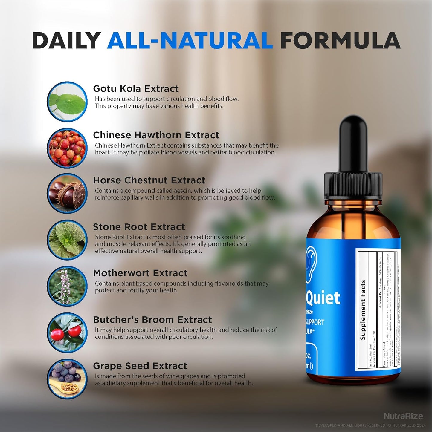 NutraRize NeuroQuiet Drops (5 Pack) - Hearing Support Formula for Cognitive Performance and Auditory Health - All Natural (150 Servings)