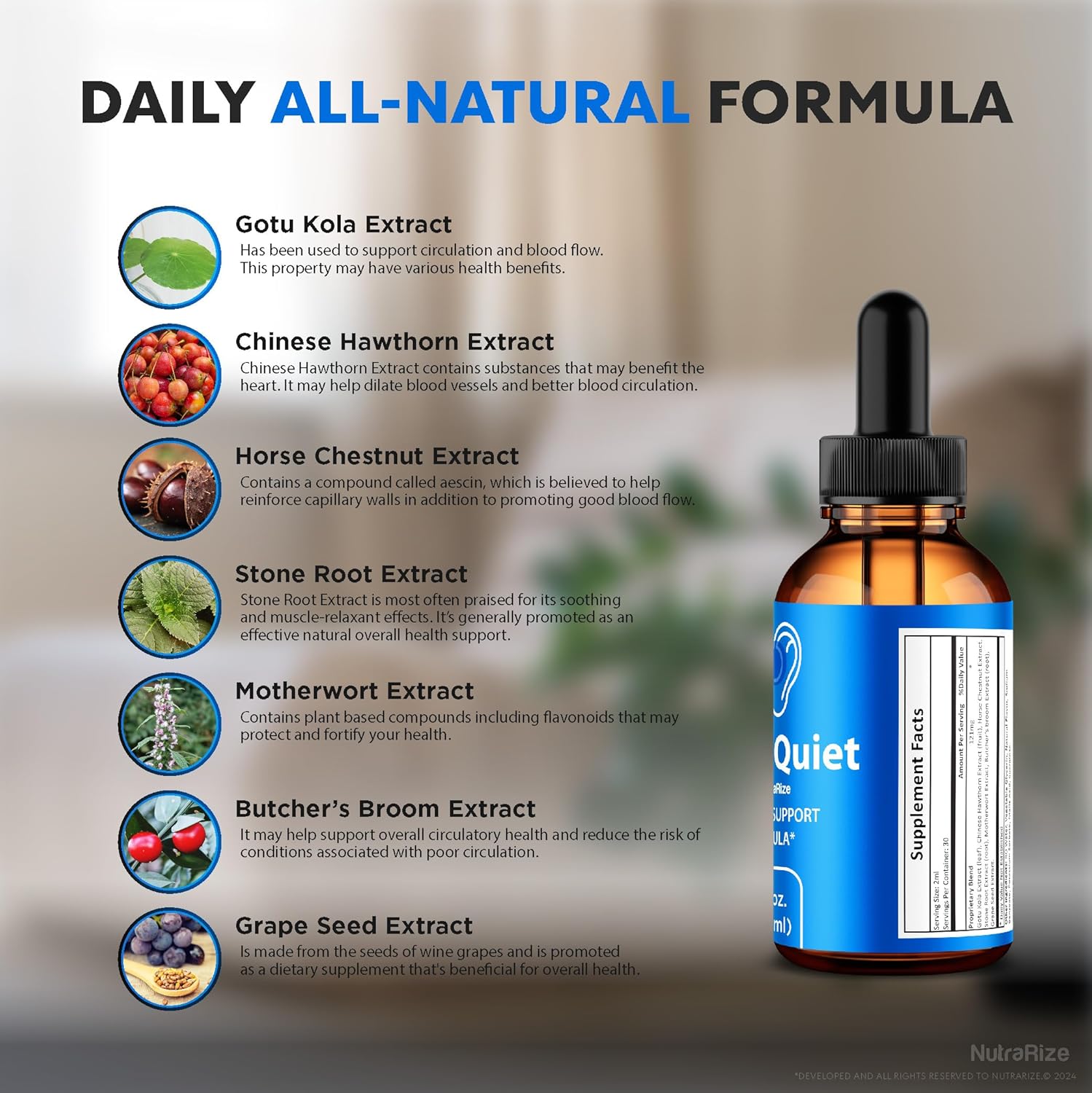 NutraRize NeuroQuiet Drops (5 Pack) - Hearing Support Formula for Cognitive Performance and Auditory Health - All Natural (150 Servings)