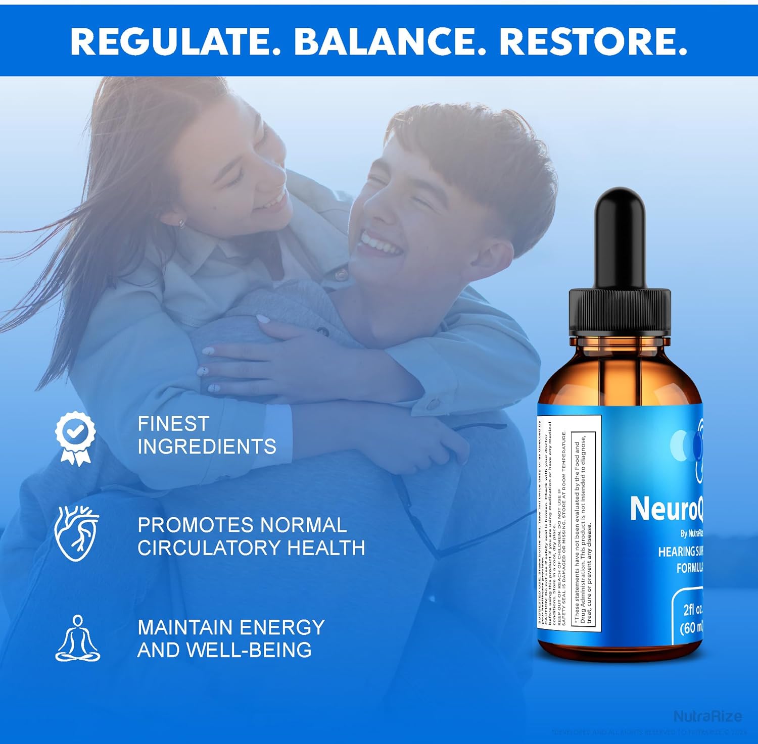 NutraRize NeuroQuiet Drops (5 Pack) - Hearing Support Formula for Cognitive Performance and Auditory Health - All Natural (150 Servings)