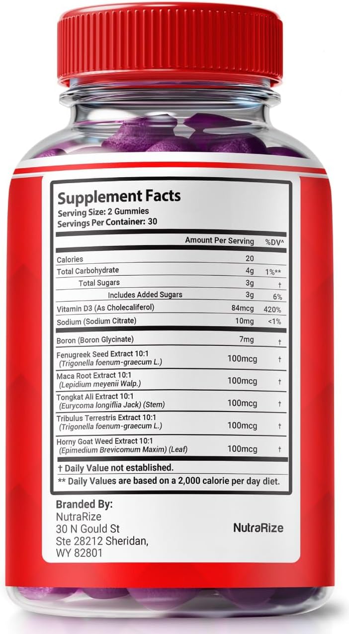 NutraRize Nitro Fuel X Gummies - Ultimate Performance & Health for Men - 3 Pack (180 Gummies)