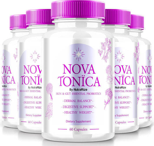 NutraRize NovaTonica Capsules - 5 Pack for Glowing Skin & Hydration - Skin-Enhancing Vitamin Supplement - 300 Capsules