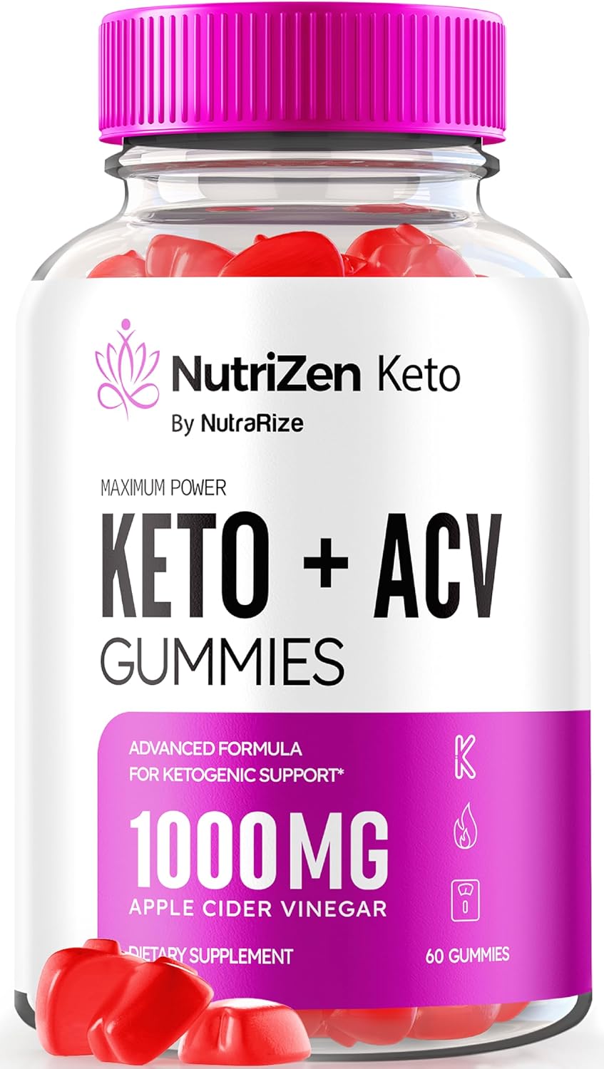 NutraRize Nutrizen Keto+ACV Gummies - Advanced  Slimming Formula  Supplement, 525mg Maximum Strength Gummy (60 Count)
