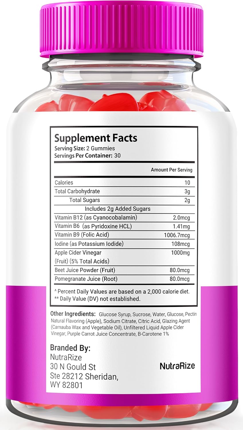 NutraRize Nutrizen Keto+ACV Gummies - Advanced  Slimming Formula  Supplement, 525mg Maximum Strength Gummy (60 Count)