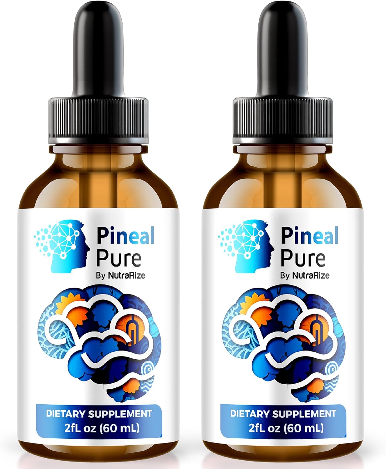 NutraRize PinealPure Drops 2 Pack - Cognitive Wellness Support Formula for Memory, Focus & Concentration - PinealPure Gotas Review (60 Servings)