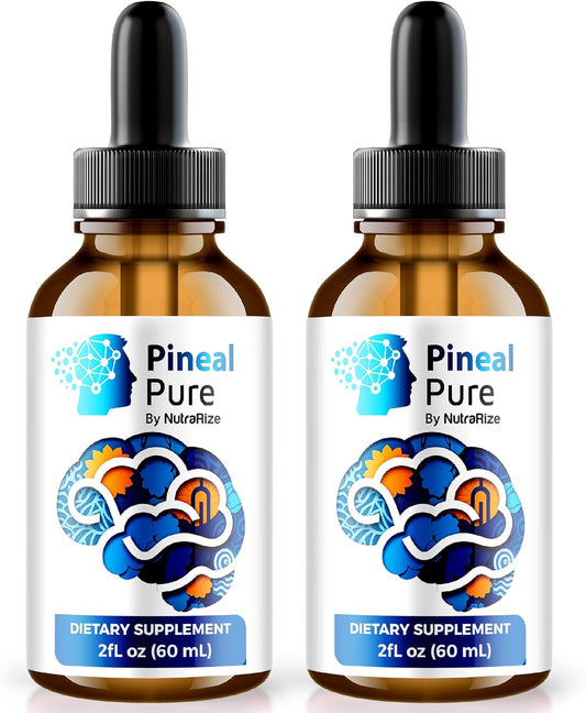 NutraRize PinealPure Drops 2 Pack - Cognitive Wellness Support Formula for Memory, Focus & Concentration - PinealPure Gotas Review (60 Servings)