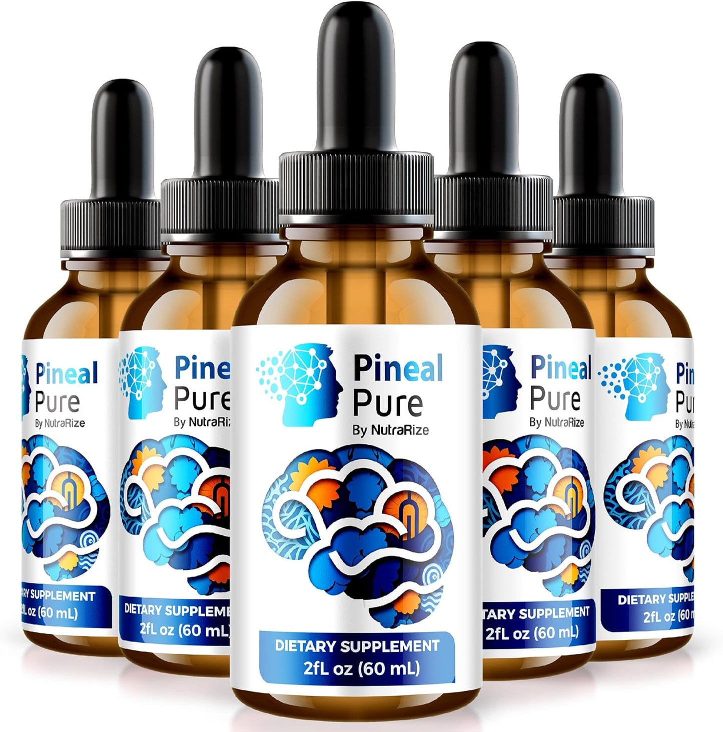 NutraRize PinealPure Drops 5 Pack - Cognitive Wellness Support Formula for Memory, Focus, and Concentration - 150 Servings