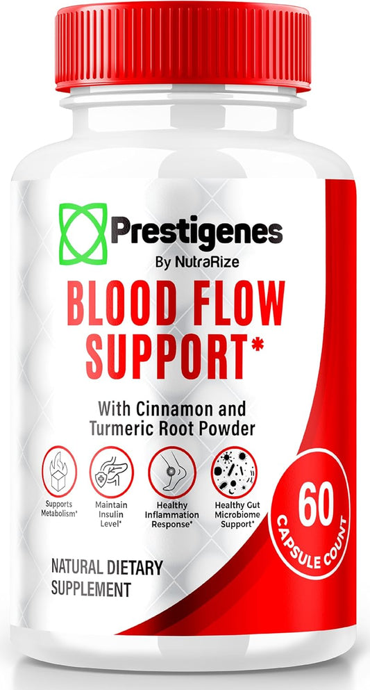 NutraRize Prestigenes Blood Flow Support Capsules - Natural Formula for Overall Health - Boost Your Bloodstream with Nature's Nutrients