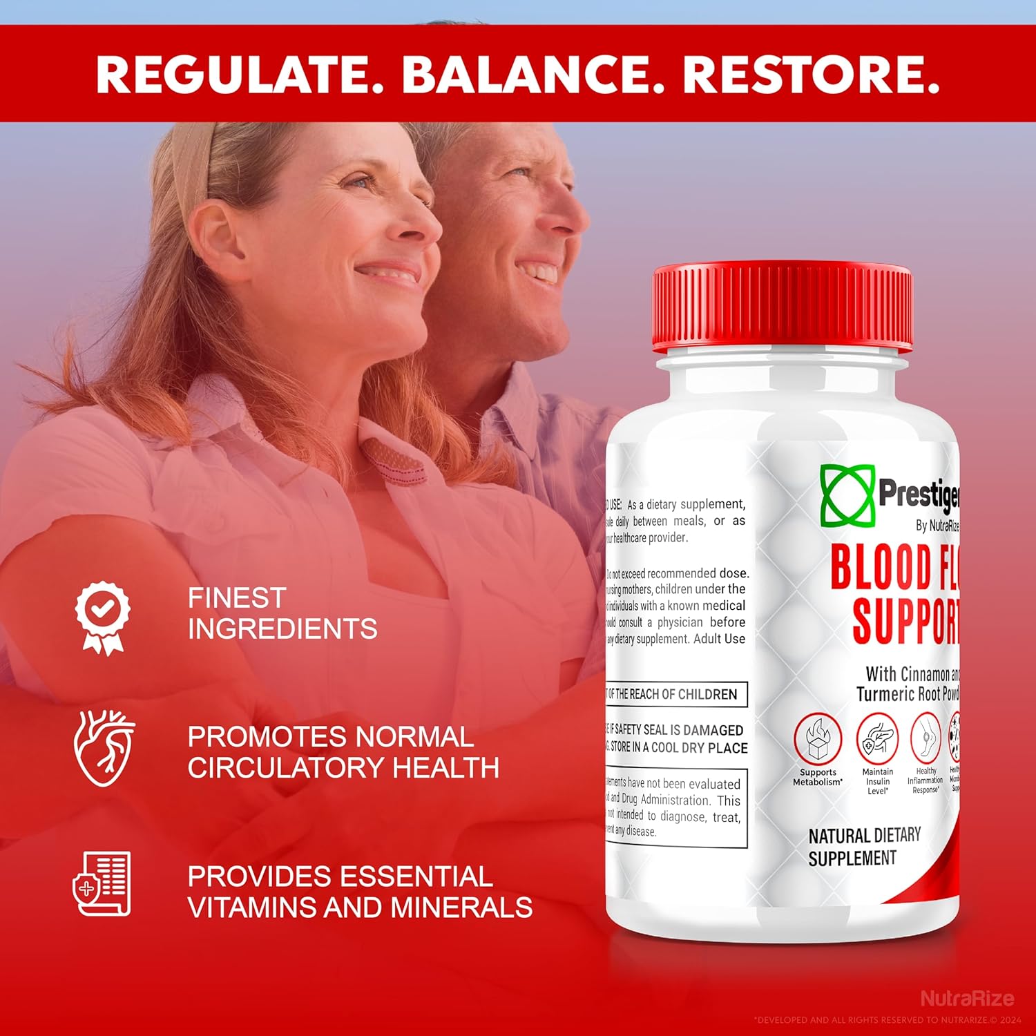 NutraRize Prestigenes Blood Flow Support Capsules - Natural Formula for Overall Health - Boost Your Bloodstream with Nature's Nutrients