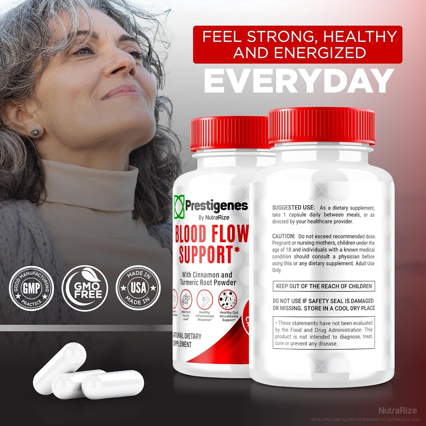 NutraRize Prestigenes Blood Flow Support Capsules - Natural Formula for Overall Health - Boost Your Bloodstream with Nature's Nutrients
