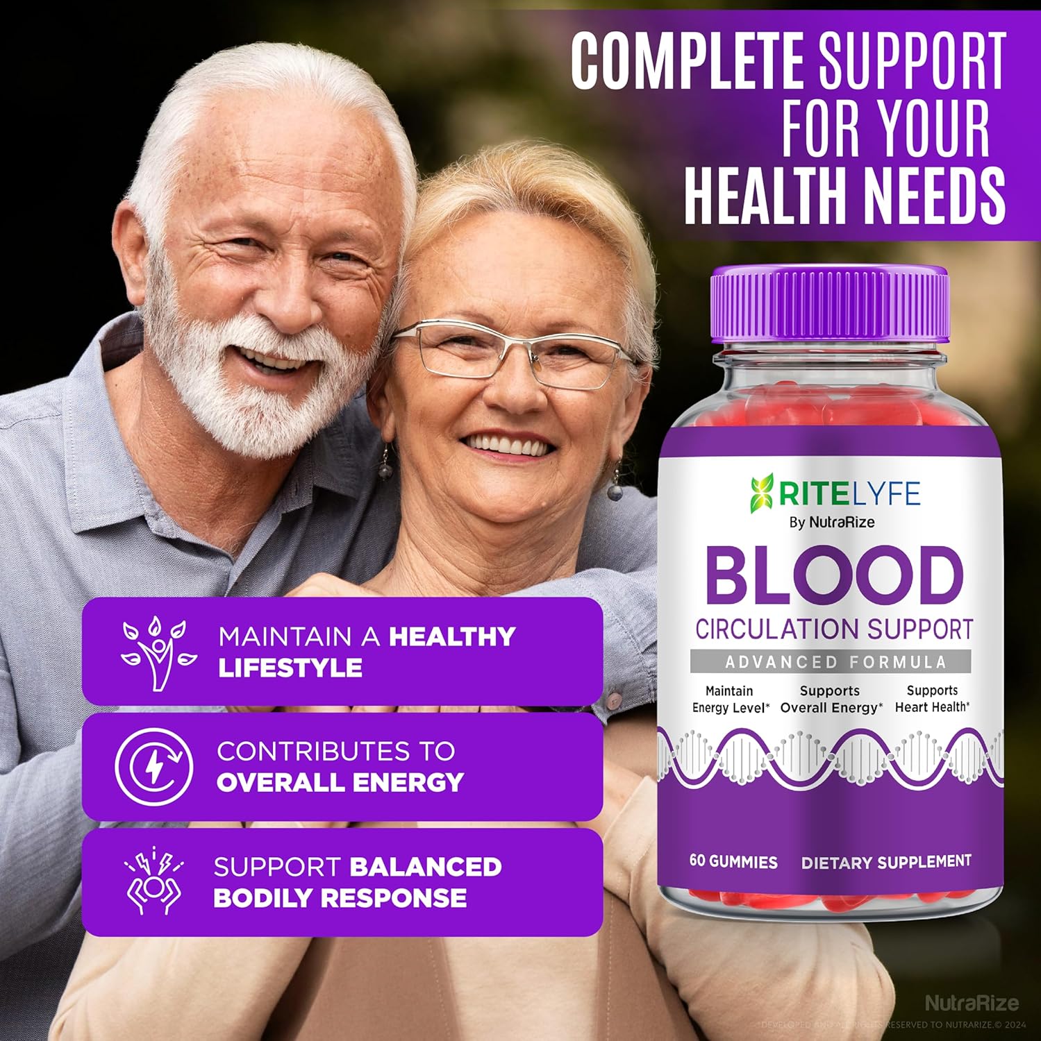 NutraRize RiteLyfe Gummies - Pack of 2, All Natural Stabilizer for Healthy Levels and Wellness - Premium Formula (120 Gummies)