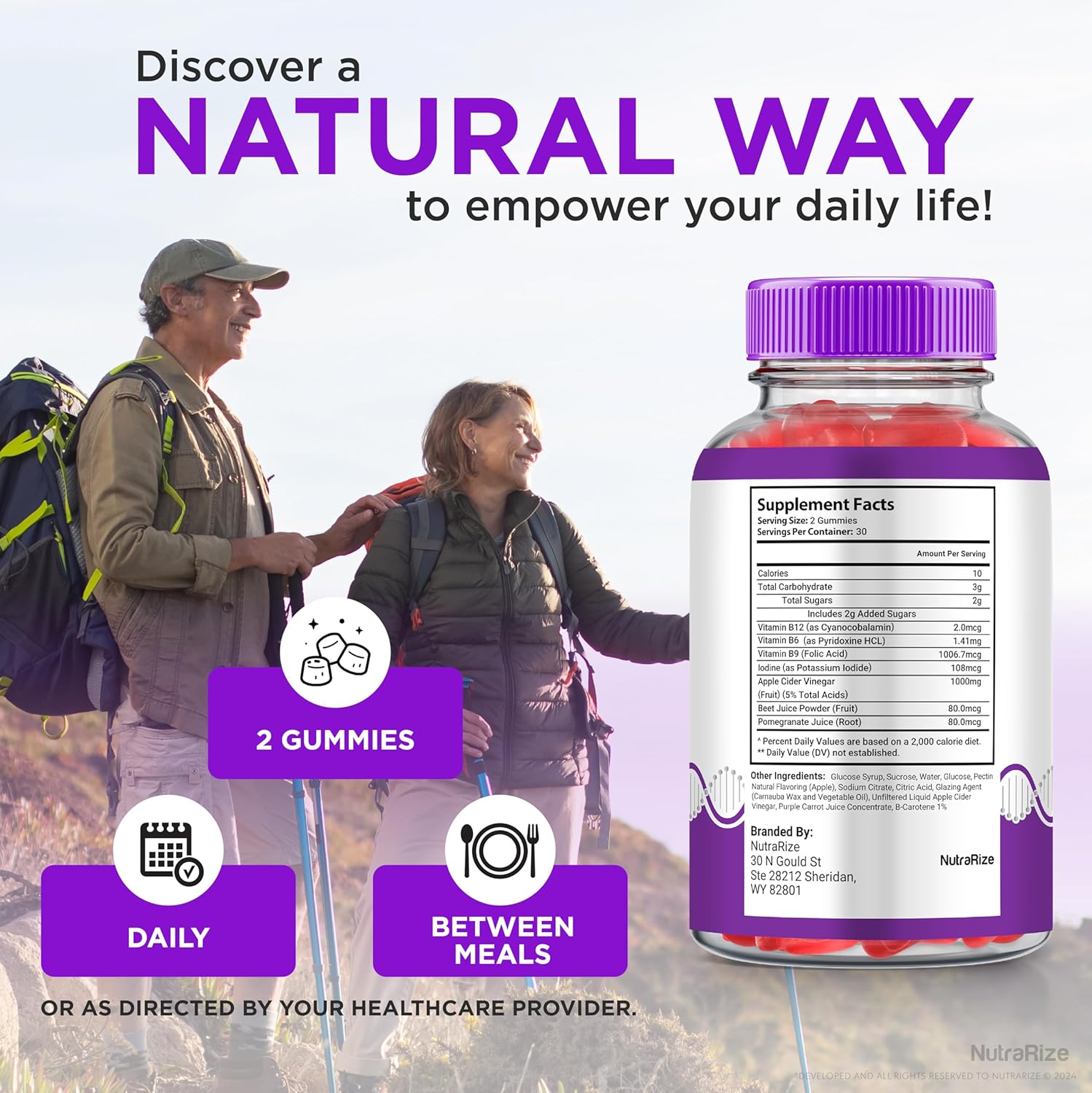 NutraRize RiteLyfe Gummies - Pack of 2, All Natural Stabilizer for Healthy Levels and Wellness - Premium Formula (120 Gummies)