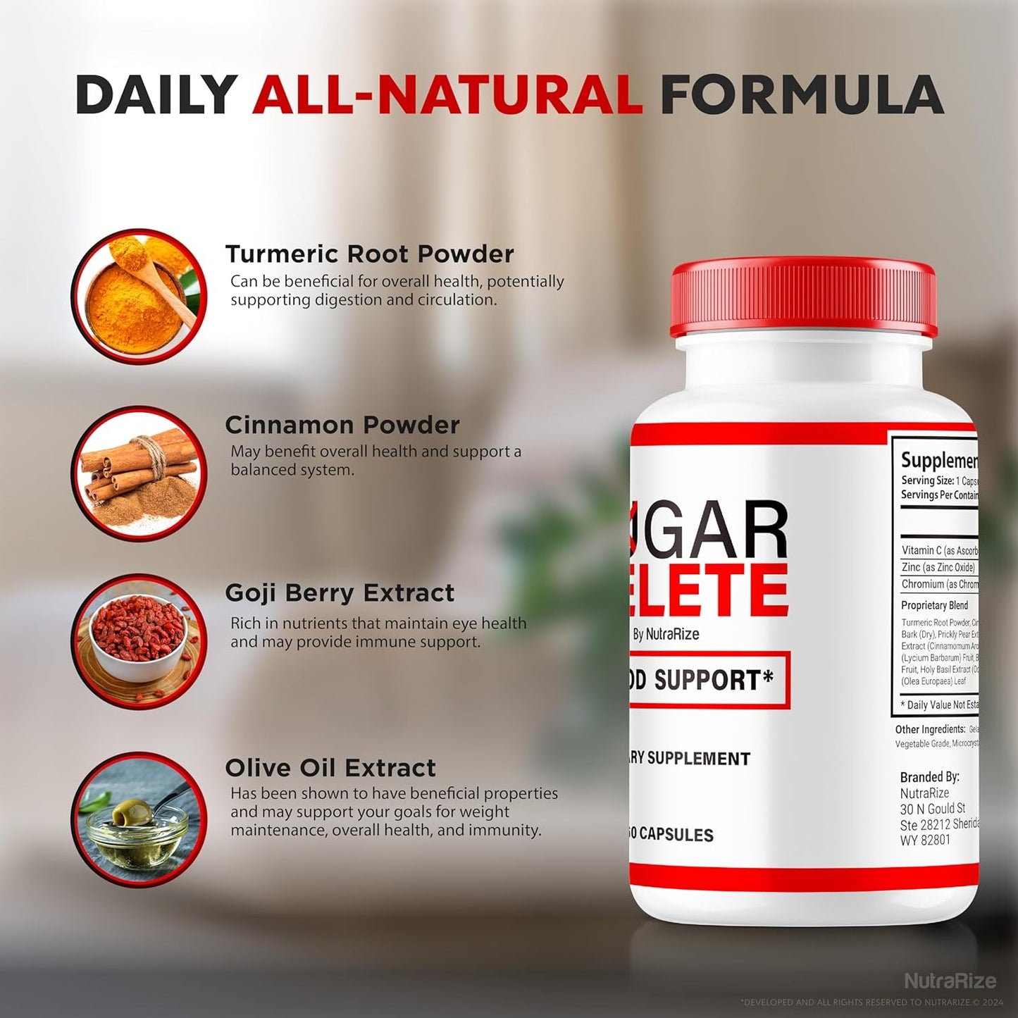 NutraRize Sugar Delete Capsules - Premium Formula for Healthy Sugar Levels - 60 Capsules