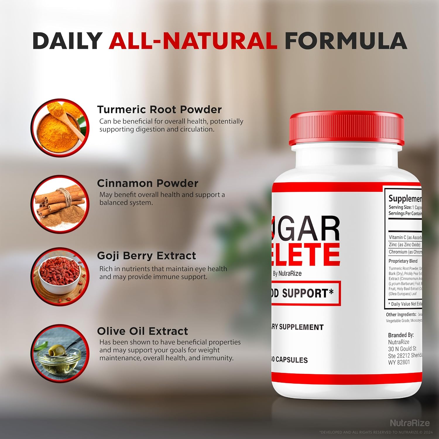 NutraRize Sugar Delete Capsules - Premium Formula for Healthy Sugar Levels - 60 Capsules