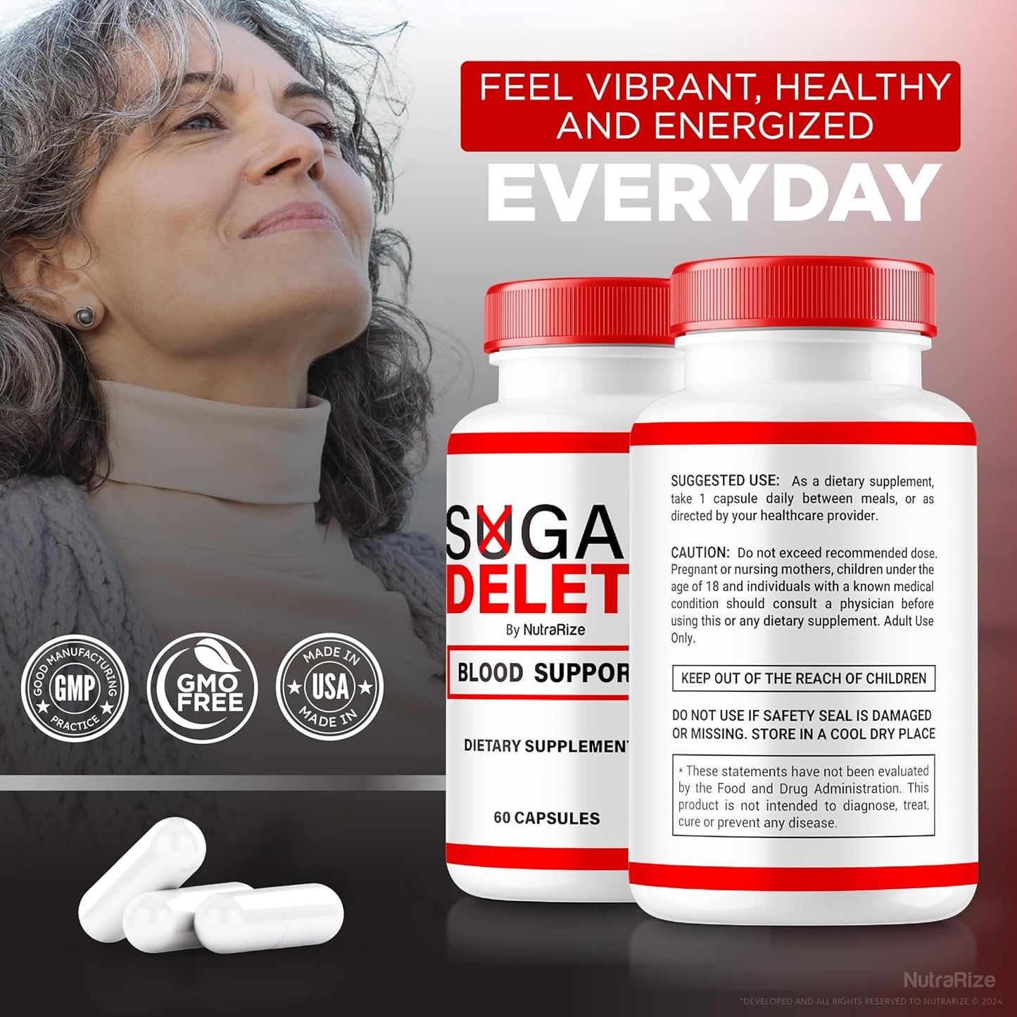 NutraRize Sugar Delete Capsules - Premium Formula for Healthy Sugar Levels - 60 Capsules