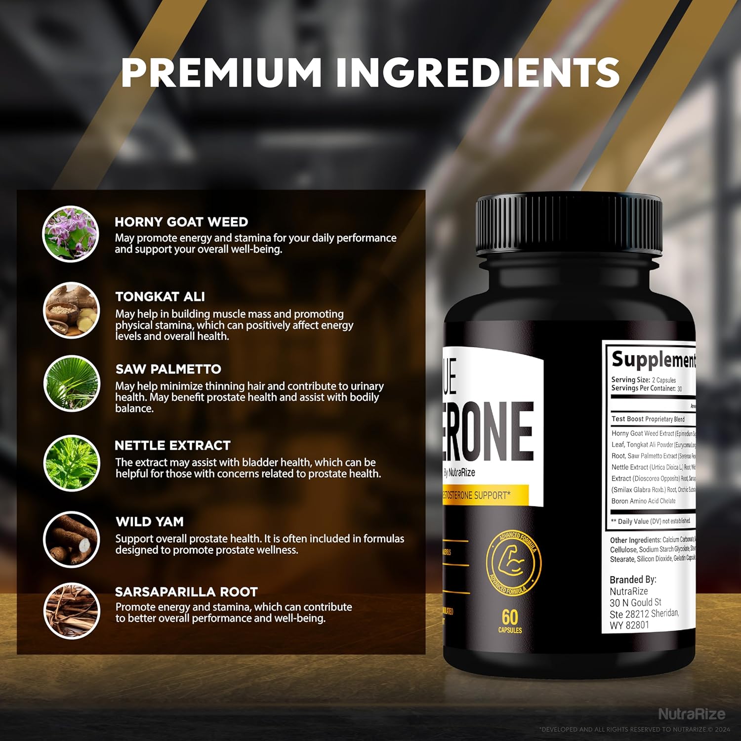 NutraRize True Sterone: All Natural Male Multivitamin Capsules for Peak Performance and Optimal Health - 60 Capsules